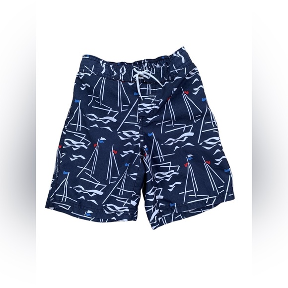 Janie and Jack Size 6 Nautical Sailbaot Print Swim Trunks - Picture 1 of 7